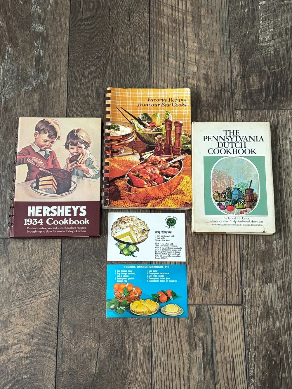 Vintage, 3 Cookbooks, Hershey’s, Pennsylvania PA Dutch, Zion Church, 2 Postcards